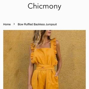 Bow Ruffled Backless Jumpsuit
